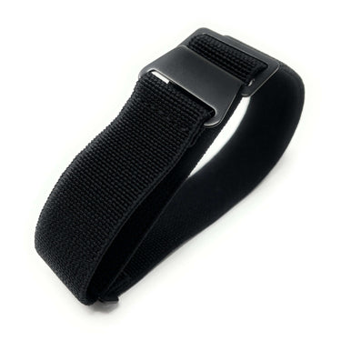 Marine Nationale Military Style Elastic Strap - Black with Black Buckles PVD